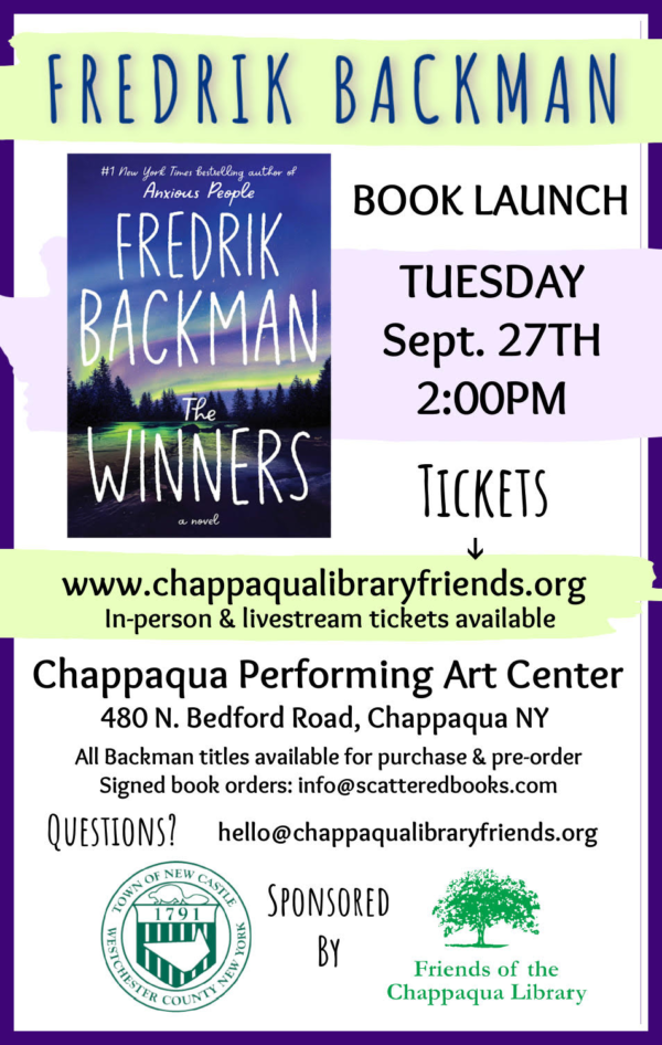 Fredrik Backman Book Launch and Signing Chappaqua PAC